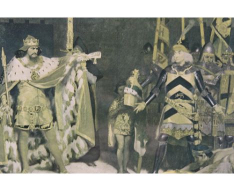 FRANK O. SALISBURY. A 1919 medieval palace interior scene with criminals being sentenced by King. Signed in pencil lower righ