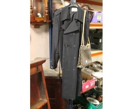 A VINTAGE BRIDGEWATER OVERCOAT TOGETHER WITH A REPRODUCTION HANDBAG