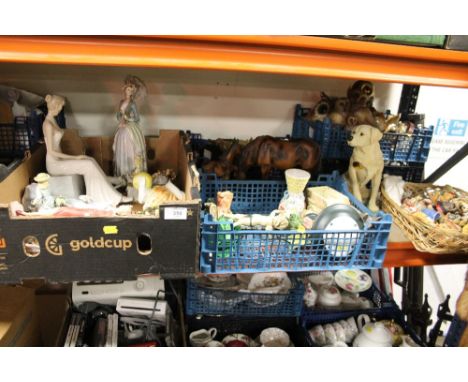 A LARGE QUANTITY OF CERAMIC RESIN ANIMAL AND LADY FIGURES ETC (9 BOXES)