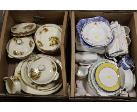 TWO TRAYS OF ASSORTED CHINA TO INCLUDE SPODE, ALFRED MEAKIN ETC 