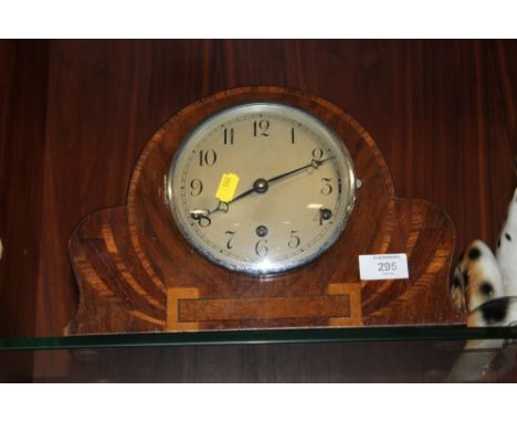 A VINTAGE INLAID MAHOGANY MANTLE CLOCK