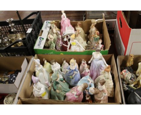 TWO TRAYS OF CERAMIC AND DOULTON FIGURES TO INCLUDE MARGUERIT EXAMPLE