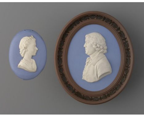 A WEDGWOOD SOLID JASPER COMMEMORATIVE PORTRAIT MEDALLION OF H M THE QUEEN BY ERIC OWEN, DATED 1953 7.4cm, incised ERIC OWEN H