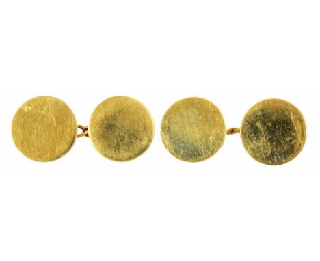 A PAIR OF 9CT GOLD CUFFLINKS  1.6cm, maker DB, London 1984, 7.6g ++Satisfactory second hand condition with light scratches fr