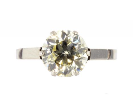 A DIAMOND SOLITAIRE RING with round old cut diamond of approx 2ct, in platinum, unmarked, 3.5g, size M  Provenance: Rajan Neh