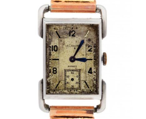 A JAEGER LECOULTRE STAINLESS STEEL RECTANGULAR WRISTWATCH, FOR ASPREY  2.7cm excluding lugs, marks on case back SWISS MADE ST