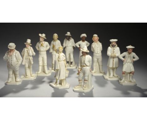ELEVEN ROYAL WORCESTER GLAZED PARIAN FIGURES FROM THE COUNTRIES OF THE WORLD SERIES DESIGNED BY JAMES HADLEY, 1882, 1883, 188