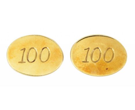 A PAIR OF 9CT GOLD CUFFLINKS 1.8cm, Birmingham 1977, 14g ++As new