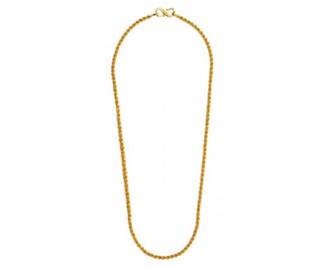 A SOUTH EAST ASIAN GOLD ROPE NECKLACE, C MID 20TH C, 49.5cm overall marked on S hook 22ct, 27g  Provenance: Rajan Nehru (1909