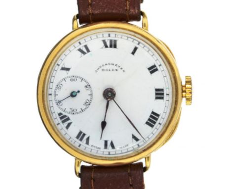 A ROLEX 18CT GOLD WRISTWATCH CHRONOMETER No 492281, the subsidiary seconds dial at nine, 2.8cm diam, import marked, Glasgow 1