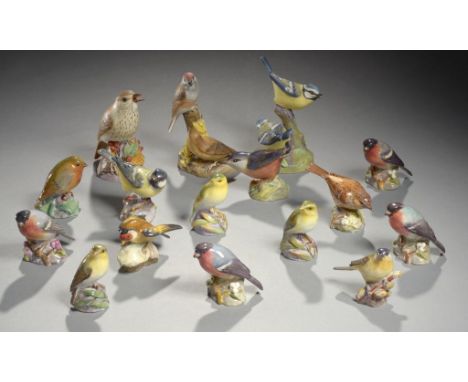 SIXTEEN ROYAL WORCESTER MODELS OF BIRDS, C1930-60 including three with matt glaze, 5-12cm h, printed marks ++In fine conditio