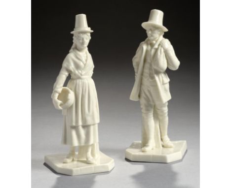 TWO ROYAL WORCESTER GLAZED PARIAN FIGURES OF A WELSHMAN AND GIRL FROM THE COUNTRIES OF THE WORLD SERIES DESIGNED BY JAMES HAD