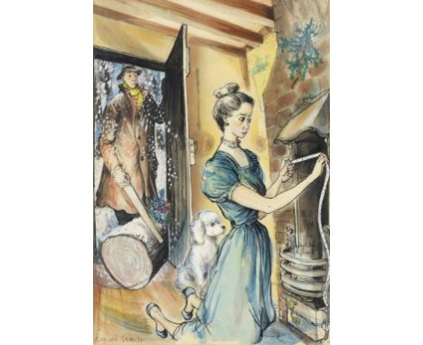 †RONALD WILLIAM FORDHAM SEARLE, CBE (1920-2011) THE YULE LOG, COVER DESIGN FOR THE WINTER NUMBER OF 'TOWN & COUNTRY', 1948  s