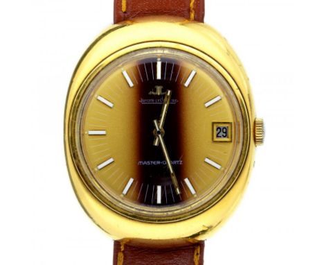 A JAEGER LECOULTRE GOLD PLATED GENTELEMAN'S WRISTWATCH MASTER QUARTZ  4.6cm  ++Externally in satisfactory second hand conditi