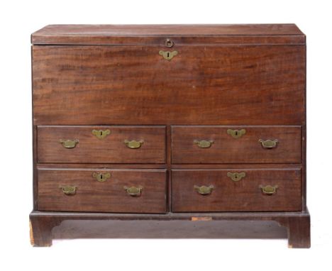 A GEORGE III MAHOGANY MULE CHEST, C1770 with 'caddy' moulded top and four drawers, brass escutcheons and handles, 96cm h; 50 