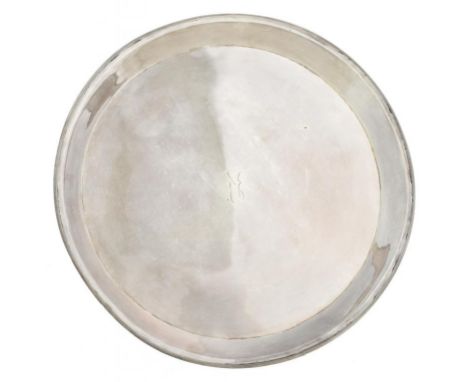 A SOUTH EAST ASIAN SILVER WAITER, MID 20TH C engraved with the initial N for Nehru, 20.5cm diam, marked G.E. WORKS SILVER, 9o