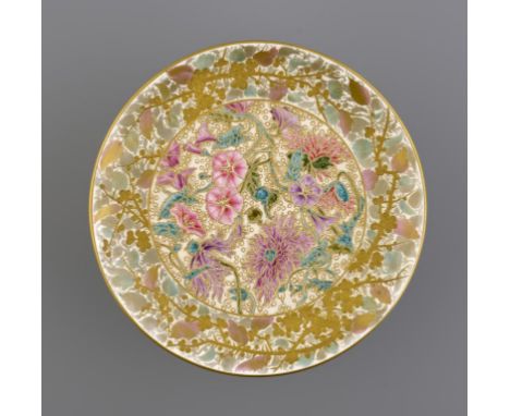 ROYAL WORCESTER PLATE, OUTSIDE-DECORATED BY JAMES AND THOMAS SCOTT CALLOWHILL, C1880  painted in polychrome, shaded gold and 