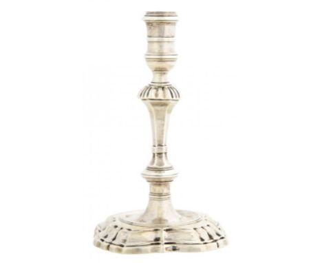 A GEORGE II SILVER TAPERSTICK engraved with contemporary initials under the foot D?G*A, 11cm h, by William Williams, London 1