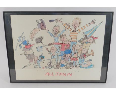 Quentin Blake. (English b.1932). All Join In, original print, published by Jonathan Cape Ltd, c1990, 49cm x 69cm.