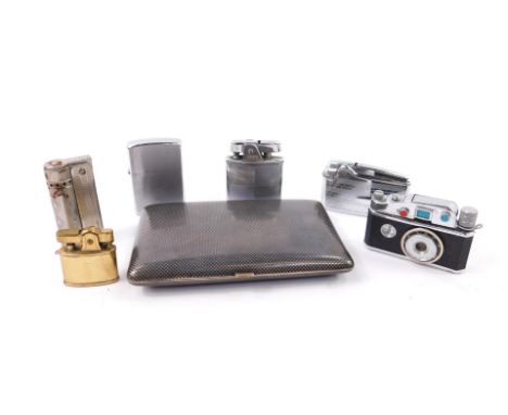 A niello cigarette case, chequerboard design, white metal, stamped 900, 5.91oz, an Inco-Triplex Junior pocket lighter, two Ro