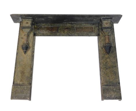 A Victorian slate and marble fire surround, mantel shelf 166cm long.