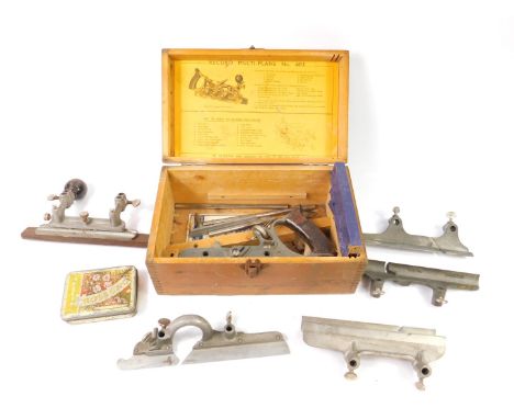 A Record multi plane No 405, together with nosing tools, boxed.