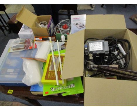 A large mixed lot of modelling equipment to include a large model train track and other items