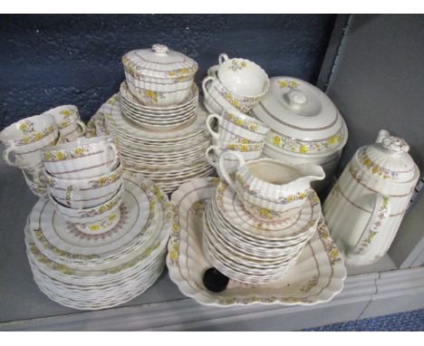 A Copeland Spode Buttercup pattern part tea and dinner service 