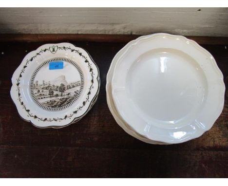 Wedgwood Queen's ware plates, reproduced from the Frog Collection and various Wedgwood Queen's plain dinner and side plates 