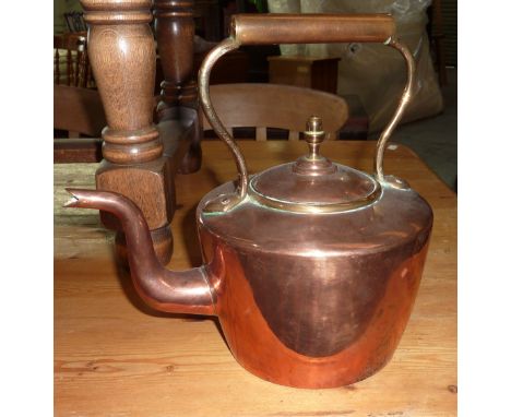 Victorian copper kettle with acorn finial