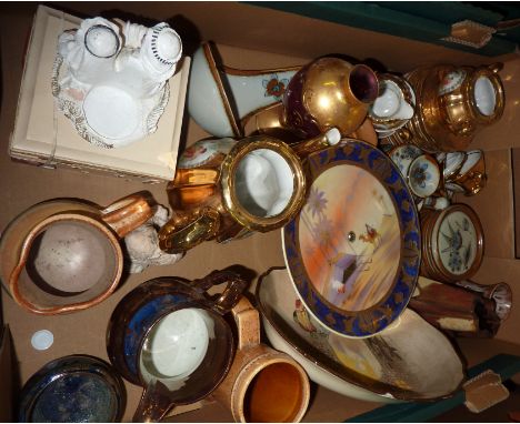 Noritake cake plate, Royal Doulton bowl, copper lustre jug etc