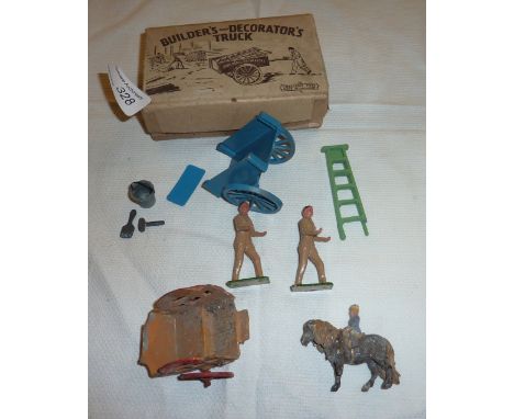 Crescent builders and decorators truck with figures and ladder in original box and a Marsden's Minic trap and pony