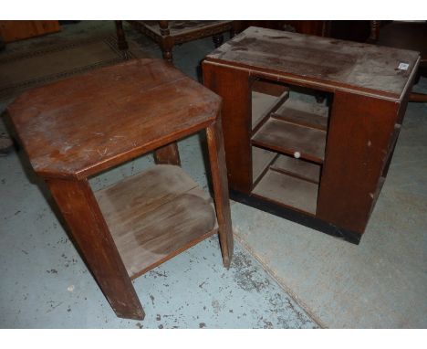 Art Deco style bookcase/occasional table and a 2 tier occasional table