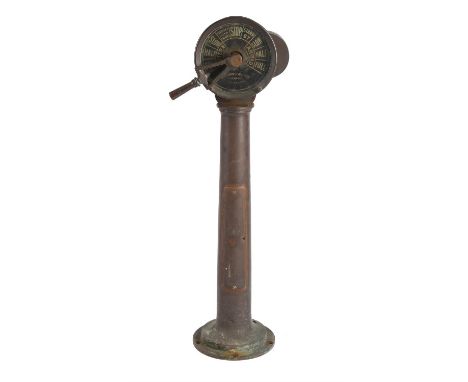 A FULL/STOP Ships engine room Telegraph, by Robinsons of Liverpool. Height 102cm. Dial diameter 23cm.Condition Report: glass 