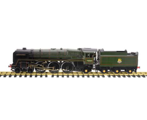  A gauge 1 model of the live steam 4-6-2 British Railways Britannia Class tender locomotive No 70009 'Alfred the Great', bui
