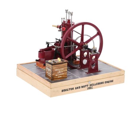 An exhibition standard model of a Boulton and Watt Bell-Crank engine of 1802, built by the late Mr Russ Titford of Essex from