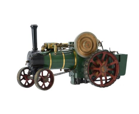   A well engineered 3/4 inch scale model of a Bassett-Lowke live steam traction engine, the open crank with trunk guided to s