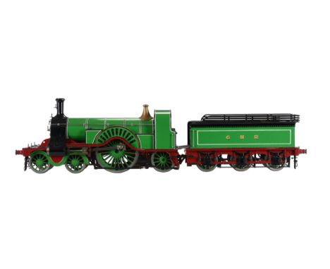 An exhibition standard model of a  3 1/2 inch gauge 4-2-2 Stirling single tender locomotive, with enclosed splashers, built i