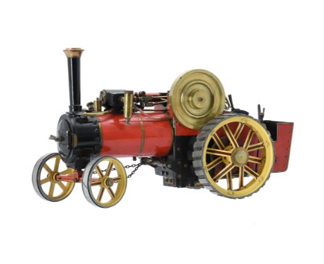   A well engineered 3/4 inch scale model of a Bassett-Lowke live steam traction engine, having copper boiler with fittings, s