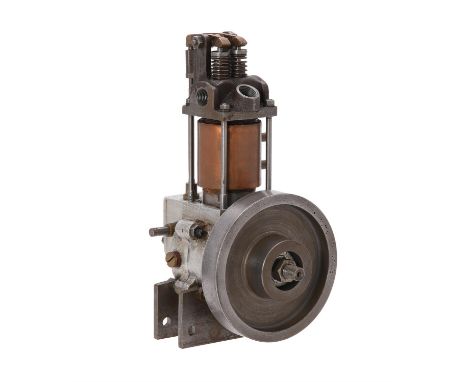   A well engineered model of a vertical Internal Combustion engine, having single cylinder lagged with copper, turned support