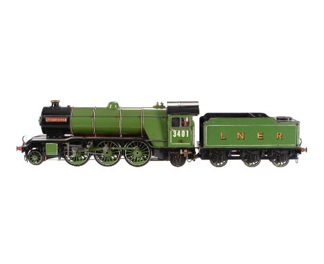A well engineered 3 1/2 inch gauge model of a 2-6-2 LNER Class V4 tender locomotive No 3401 'Bantam Cock', the model built to