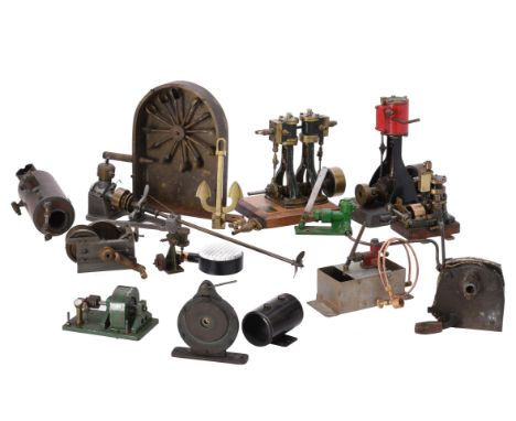 A model of a twin cylinder live steam engine, together with a model live steam single cylinder steam engine and a collection 