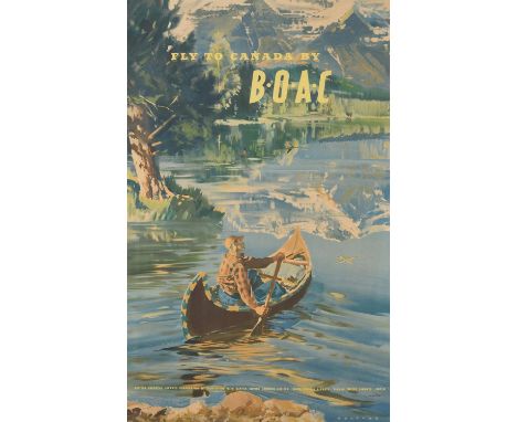 An original 1960's travel poster, Fly to Canada by B.O.A.C in glazed and ebonized frame. Approximately 76cm by 51cm.Condition