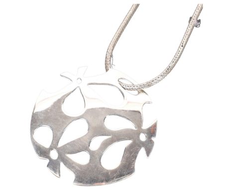 A Continental sterling silver stylised pendant and chain 