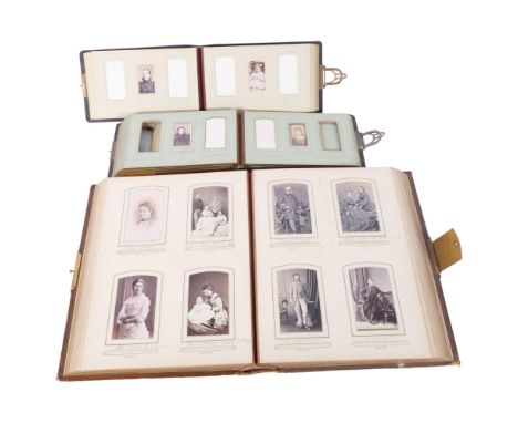 3 Vintage leather-bound photograph albums, containing various family photos, carte de visite, with 1 album relating to the Wo