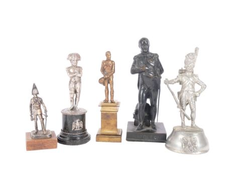 A group of various miniatures figures, including a Continental 800 silver figure of Napoleon on marble stand, H12cm, a cast-b