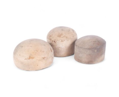 3 various Vintage hat blocks, including 2 oval slims and a circular 