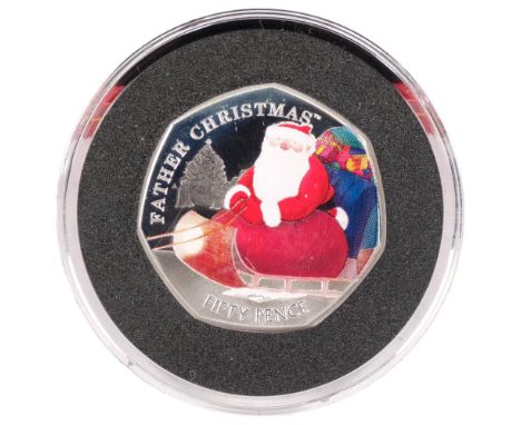 POPJOY MINT - a 1999 Father Christmas sterling silver Christmas fifty pence coin, cased with certificate 