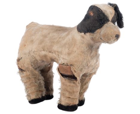Vintage straw-filled toy dog on spring legs, by Isa Toys, H29cm