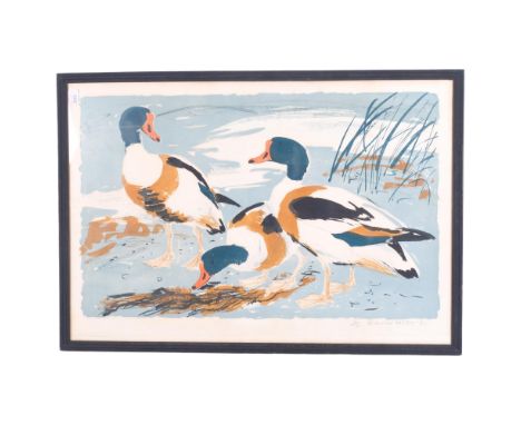 David Koster, a limited edition coloured lithograph, study of ducks on a pond, 8/14, dated 1985, framed 